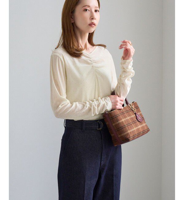 Rope&rsquo;Picnic「フロントギャザーVネックシアーフロッキートップス」|Tシャツ・カットソー|