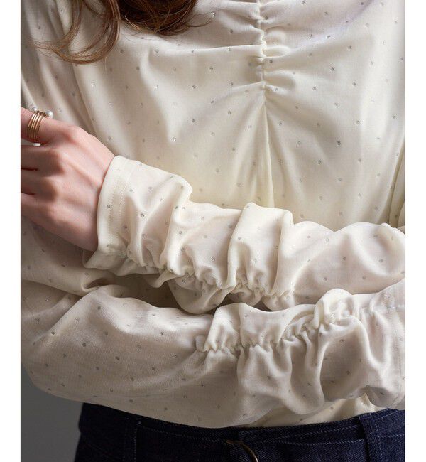Rope&rsquo;Picnic「フロントギャザーVネックシアーフロッキートップス」|Tシャツ・カットソー|
