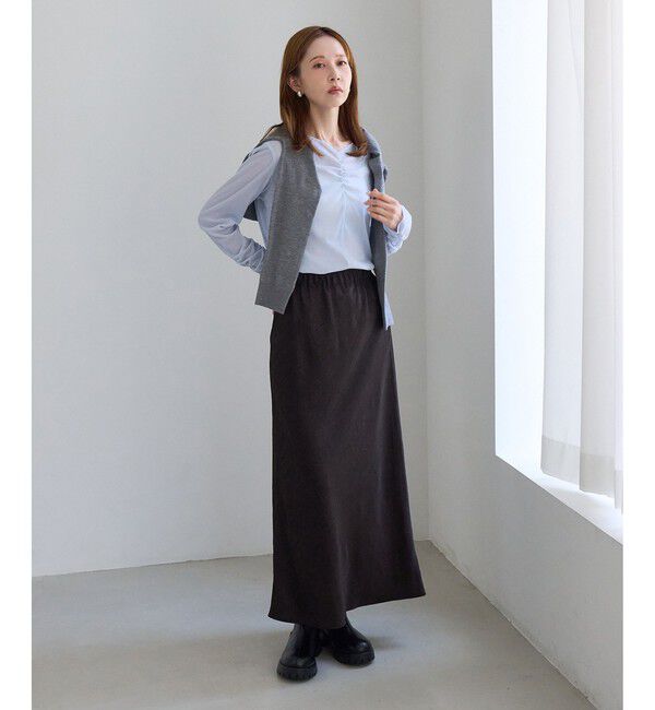 Rope&rsquo;Picnic「フロントギャザーVネックシアーフロッキートップス」|Tシャツ・カットソー|