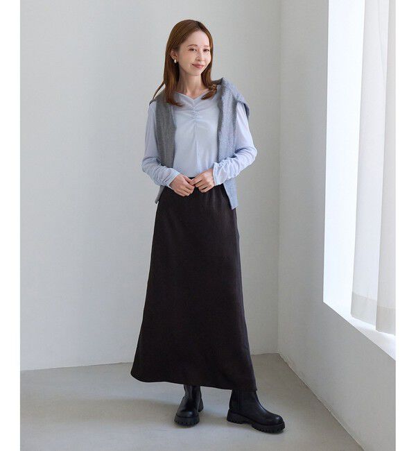 Rope&rsquo;Picnic「フロントギャザーVネックシアーフロッキートップス」|Tシャツ・カットソー|