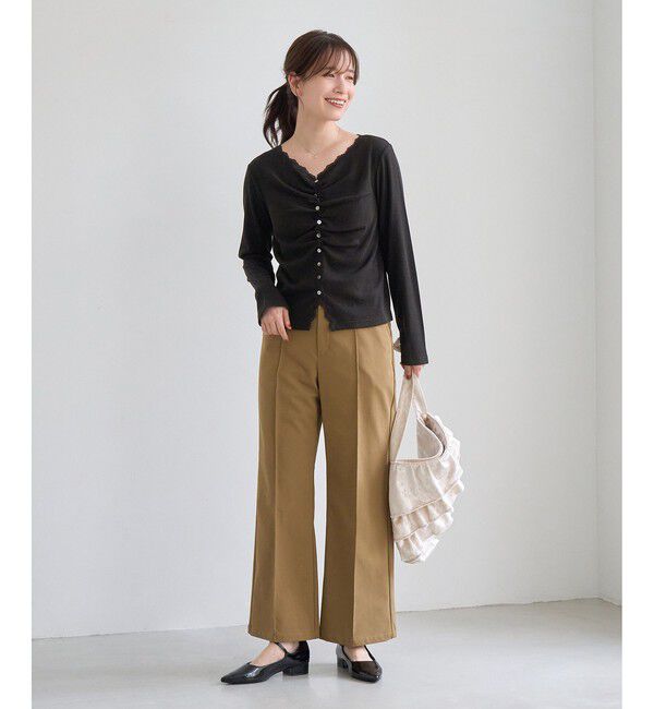 Rope&rsquo;Picnic「フロントギャザーVネックカットトップス」|Tシャツ・カットソー|