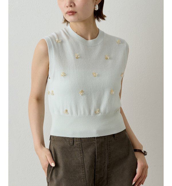  「ビーズ刺繍ニットベスト」|ニット・セーター|
