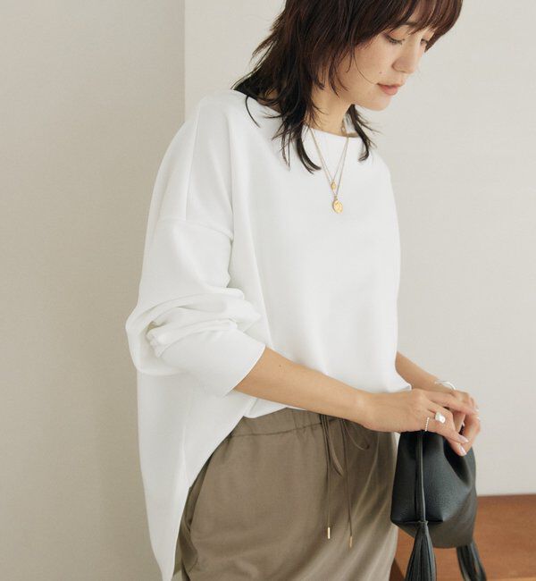  「【紫外線防止/防シワ】ダンボールボートネックプルオーバー」|Tシャツ・カットソー|