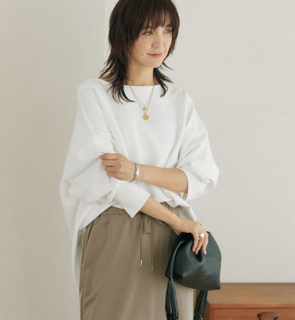  「【紫外線防止/防シワ】ダンボールボートネックプルオーバー」|Tシャツ・カットソー|
