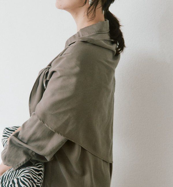  「ストール付ロングシャツワンピース」|ワンピース|
