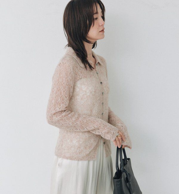  「メッシュパターンポロニット」|カーディガン|