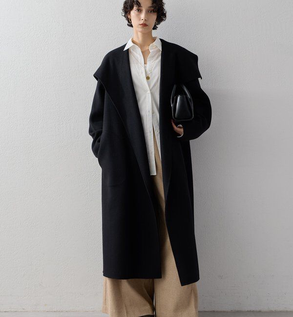 「カシミヤオーバーカラーコート」|その他|ブラック
