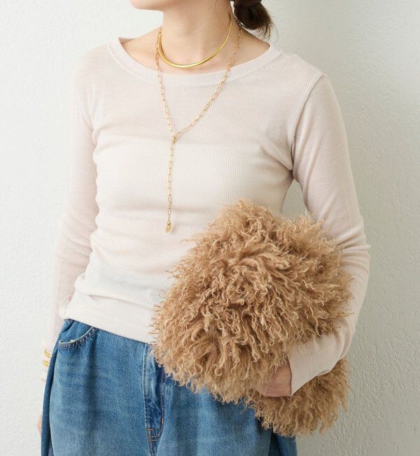  「リブクルーカットソー」|Tシャツ・カットソー|ライトベージュ