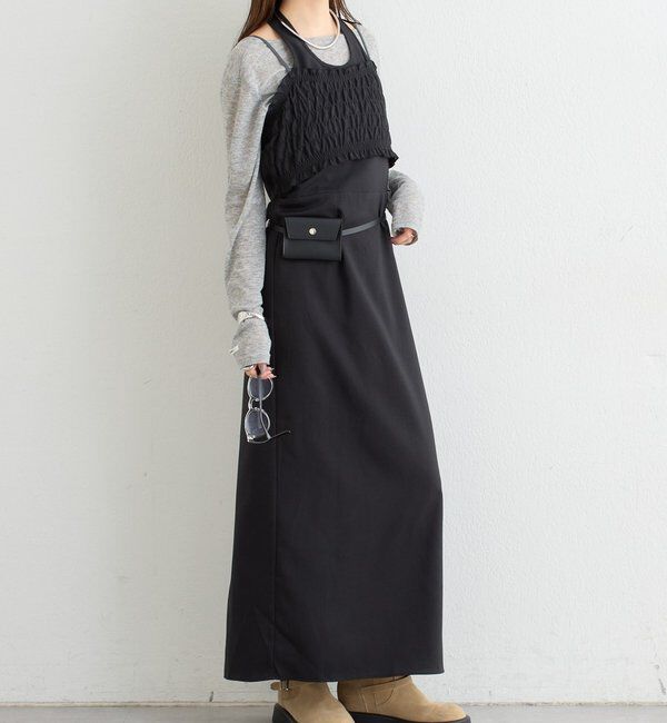  「レイヤードホルターキャミワンピース」|その他|ブラック