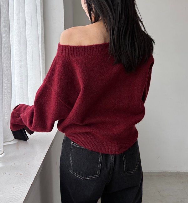  「【もちふわシリーズ】もちふわWOOLボートネックニット」|ニット・セーター|