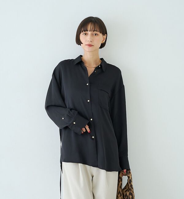 Rouge vif「サテンウエストリボン付きシャツ」|シャツ・ブラウス|