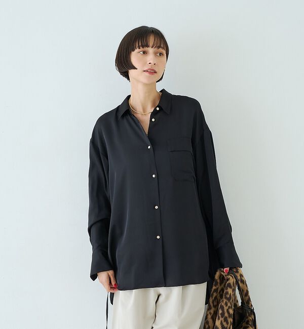 Rouge vif「サテンウエストリボン付きシャツ」|シャツ・ブラウス|