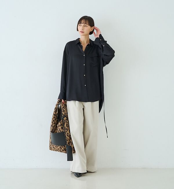 Rouge vif「サテンウエストリボン付きシャツ」|シャツ・ブラウス|