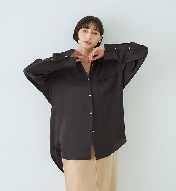 Rouge vif「サテンウエストリボン付きシャツ」|シャツ・ブラウス|