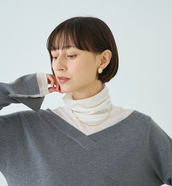 Rouge vif「前後2WAYウール釦テレコタートルカットソー」|Tシャツ・カットソー|