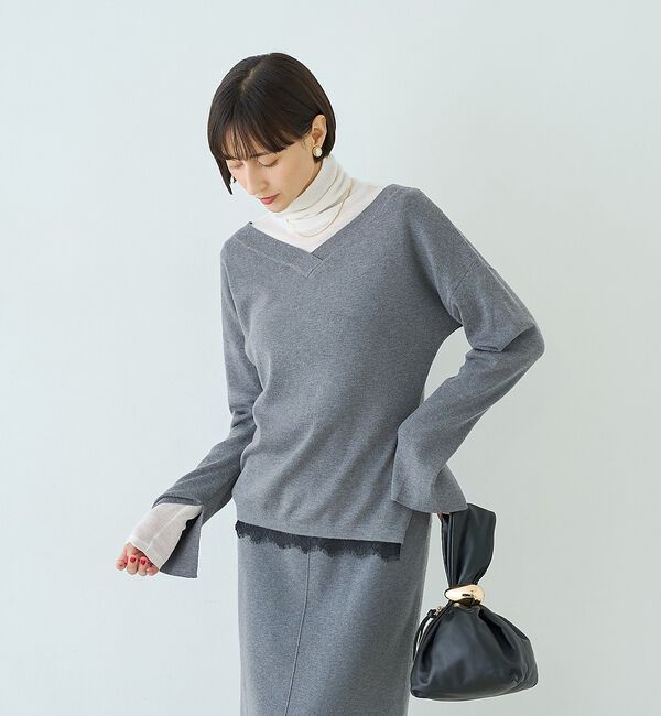 Rouge vif「前後2WAYウール釦テレコタートルカットソー」|Tシャツ・カットソー|