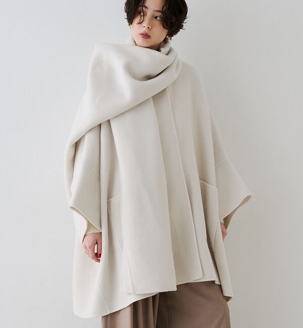 Rouge vif「【2サイズ展開】ストール/マフラー付き変形リバーコート【予約】」|その他|ホワイト