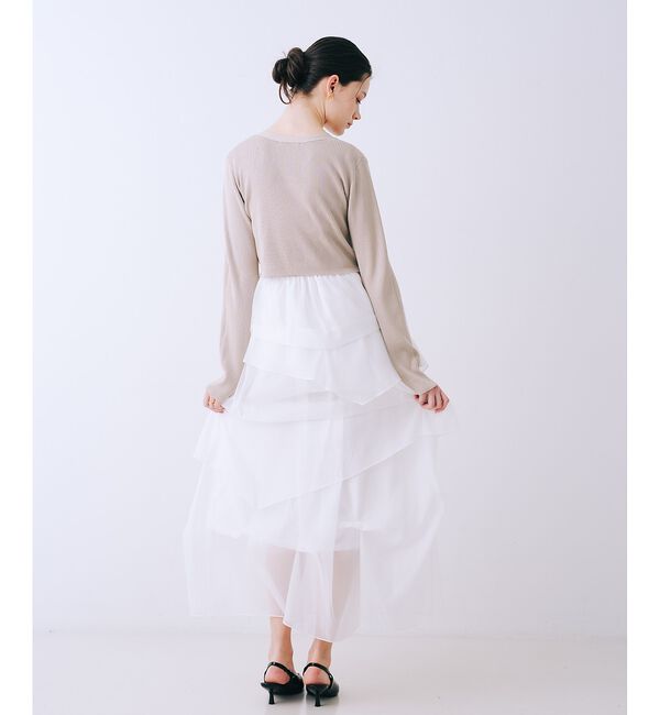 SELFIST「【kariさんコラボ】新色追加！カーディガン&times;ニットドッキングチュールワンピース」|ワンピース|