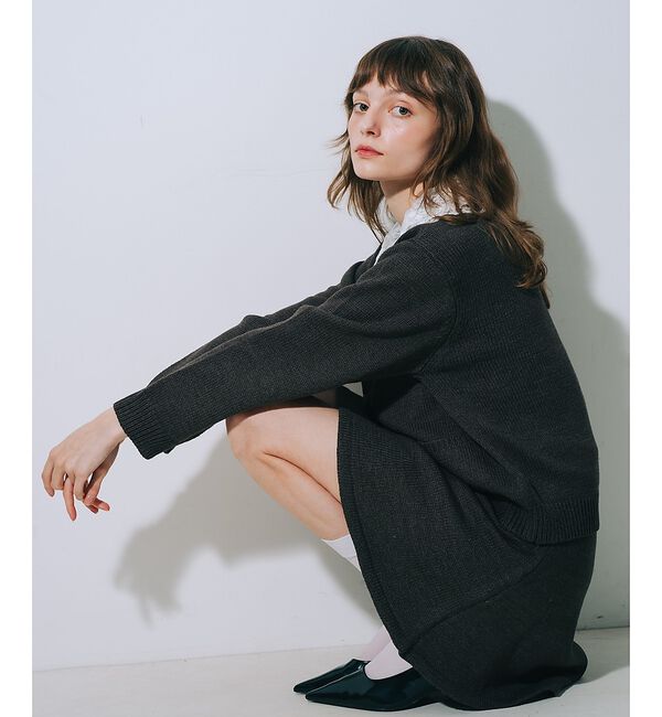 SELFIST「【kariさんコラボ】レース衿カーデ&times;ミニスカートSET」|ニット・セーター|