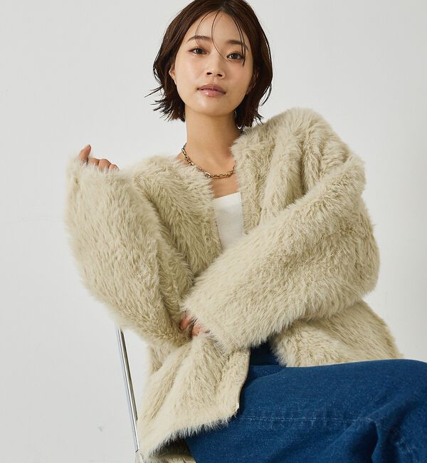 abahouse mavie「ナイロンフェザーニットジップブルゾン」|ブルゾン・スタジャン|