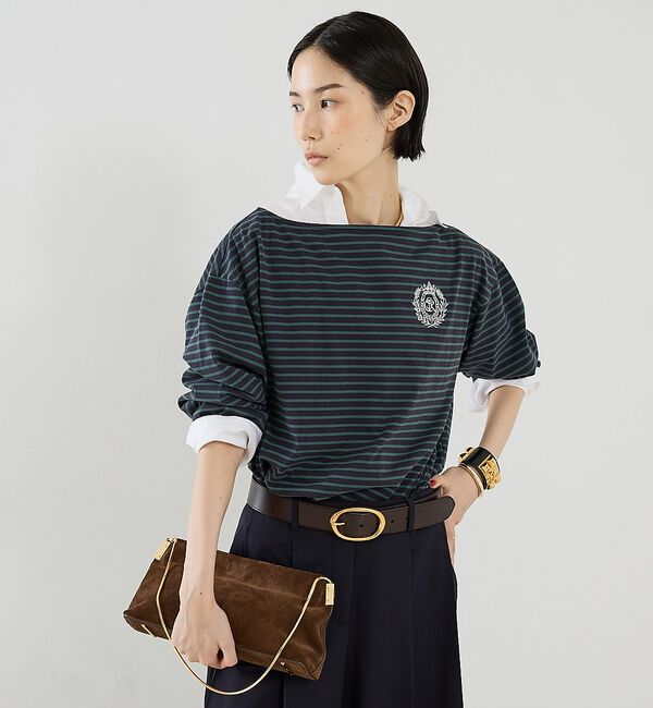 The Store by C' 「【REMI RELIEF】【別注】オフショルボーダープルオーバー」|Tシャツ・カットソー|グリーン