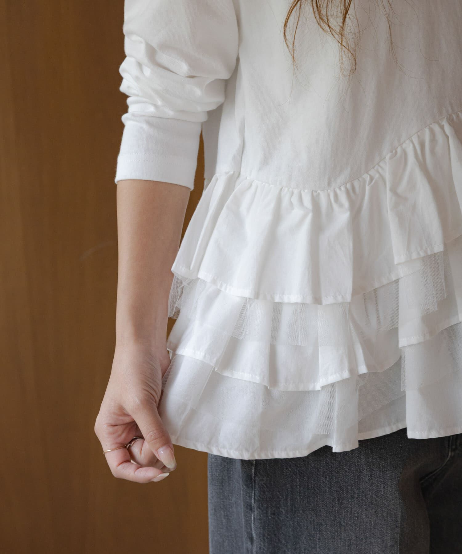 Sonny Label 「『WEB限定』ペプラムチュールフリルカットソー」|Tシャツ・カットソー|