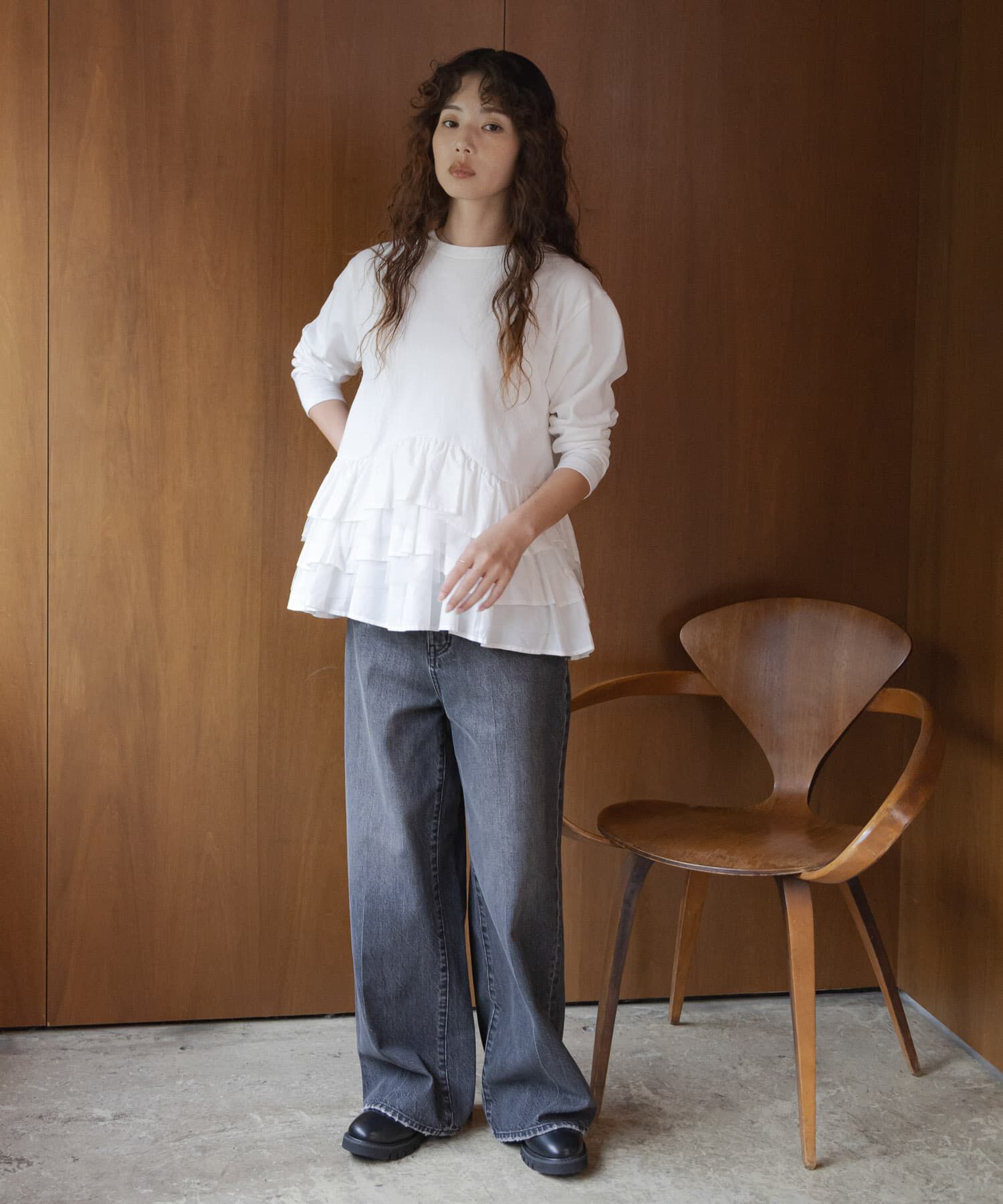 Sonny Label 「『WEB限定』ペプラムチュールフリルカットソー」|Tシャツ・カットソー|