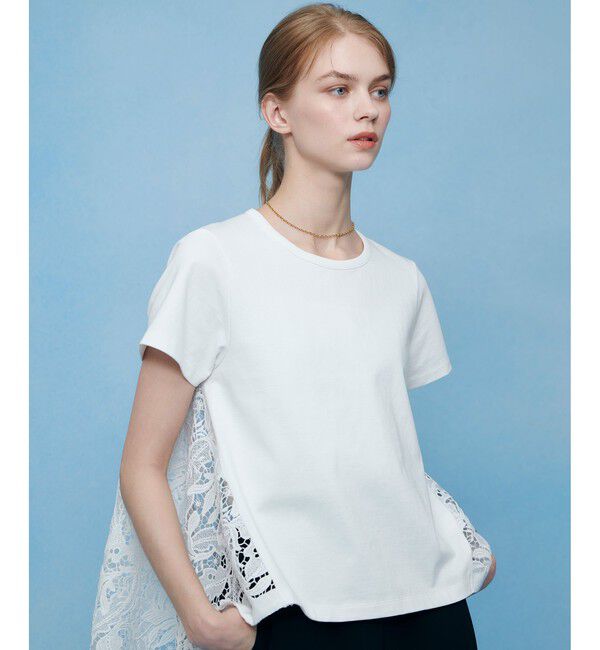 LOULOU WILLOUGHBY「レースドッキングロングＴシャツ」|Tシャツ・カットソー|ホワイト