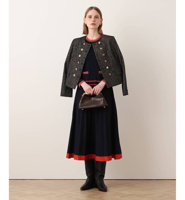 allureville「【Oggi.jp掲載】ラインアクセントプリーツニットワンピース」|ワンピース|