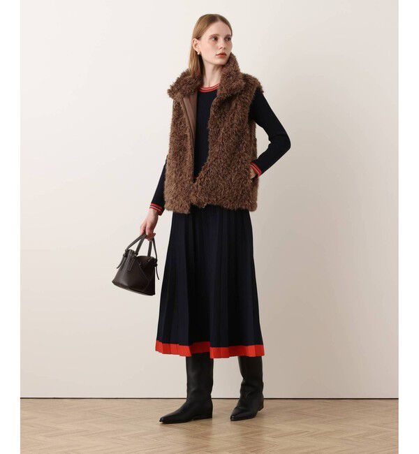 allureville「【Oggi.jp掲載】ラインアクセントプリーツニットワンピース」|ワンピース|