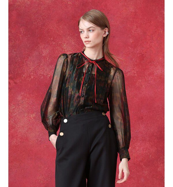 LOULOU WILLOUGHBY「グロッシーフラワーブラウス」|シャツ・ブラウス|