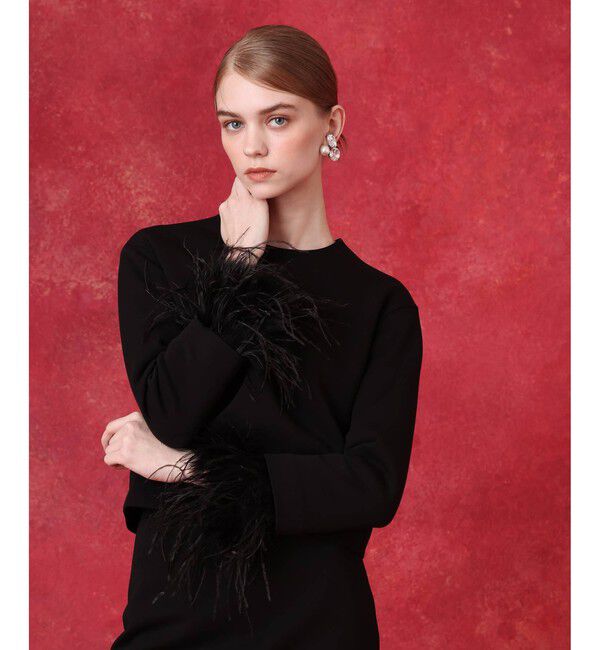 LOULOU WILLOUGHBY「ロングフェザーツキプルオーバー」|Tシャツ・カットソー|ブラック