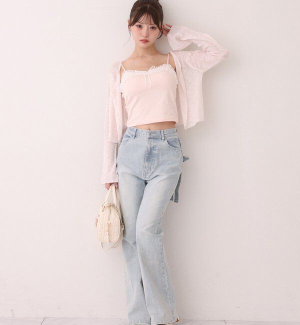  「【SMサイズ展開】リボンアレンジキラキラ美脚デニム」|その他|