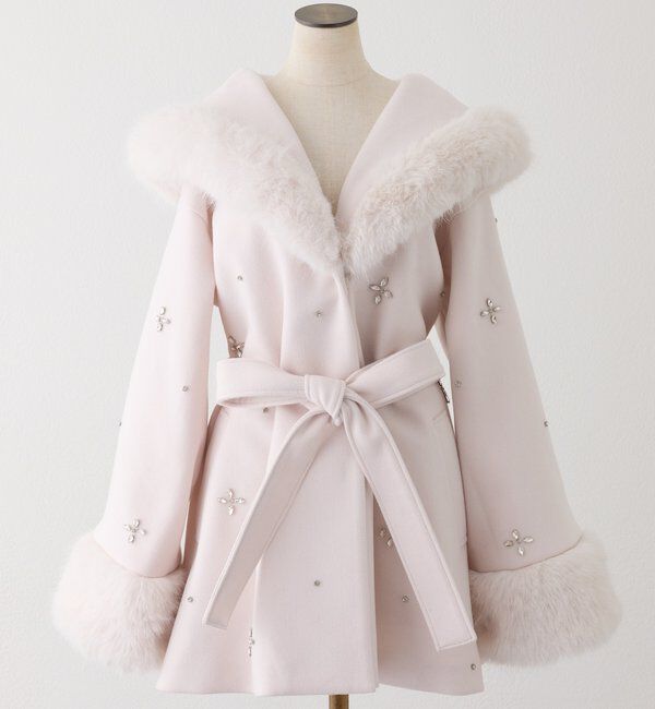  「【Premium order】ビジューフェイクファー女の子コート」|その他|