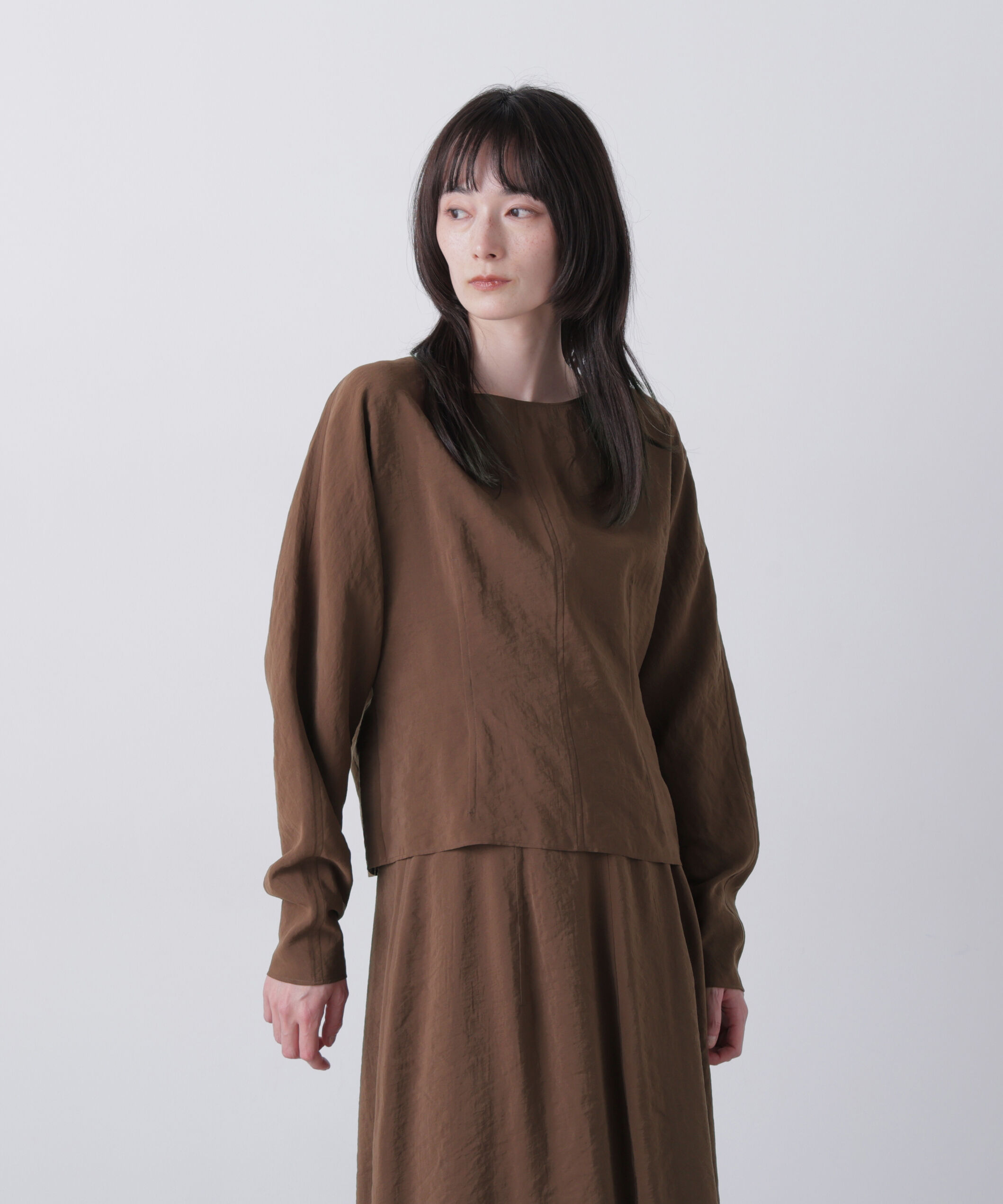 YLEVE 「YLEVE / RAYON-POLYESTER BROAD BLOUSE」|シャツ・ブラウス|BROWN