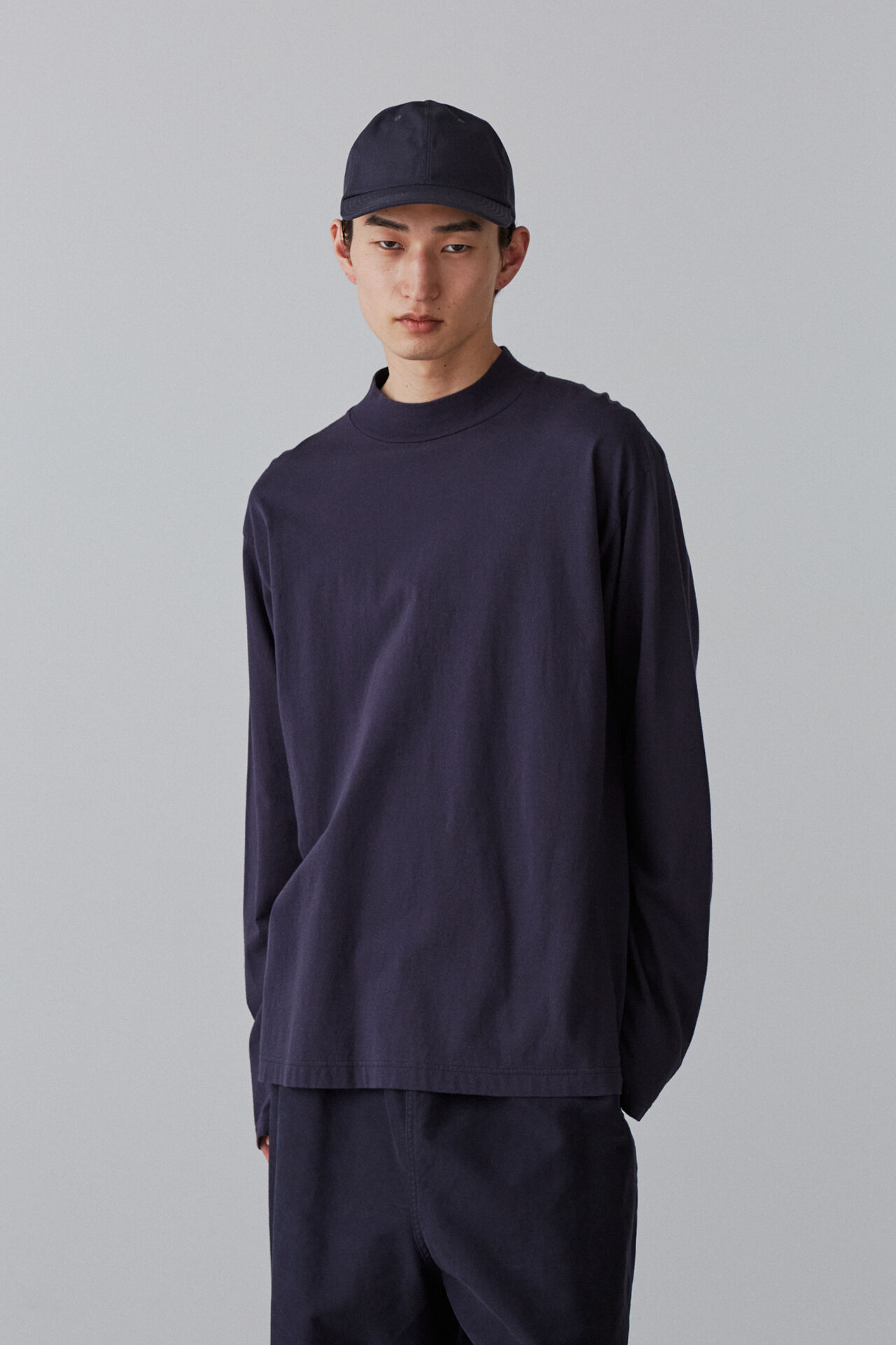 YLEVE 「Ｙ / ORGANIC COTTON JERSEY MOCK NECK L/S T」|Tシャツ・カットソー|ネイビー