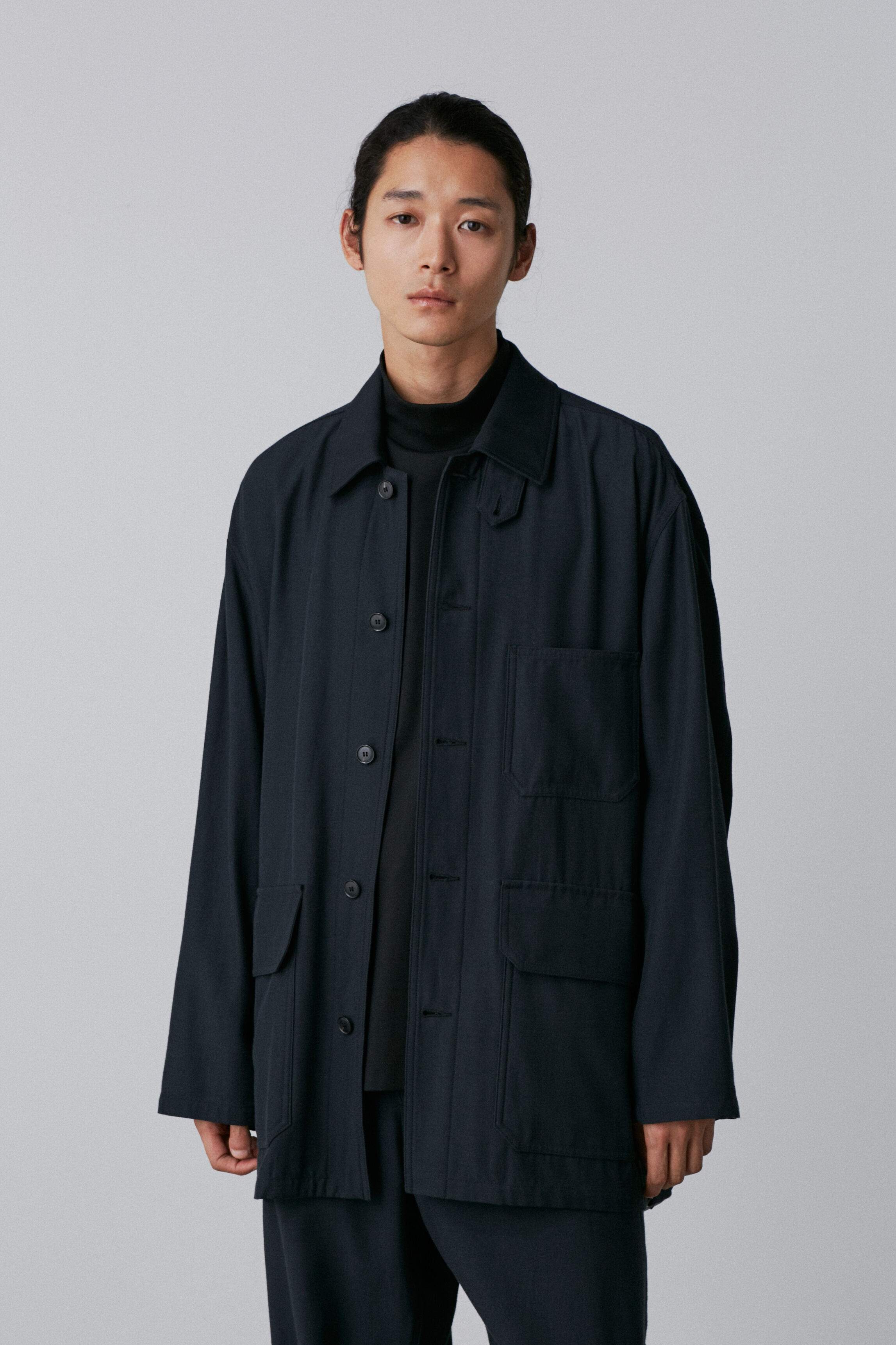YLEVE 「YLEVE / VISCOSE COTTON COVERALL JACKET」|ブルゾン・スタジャン|グレー