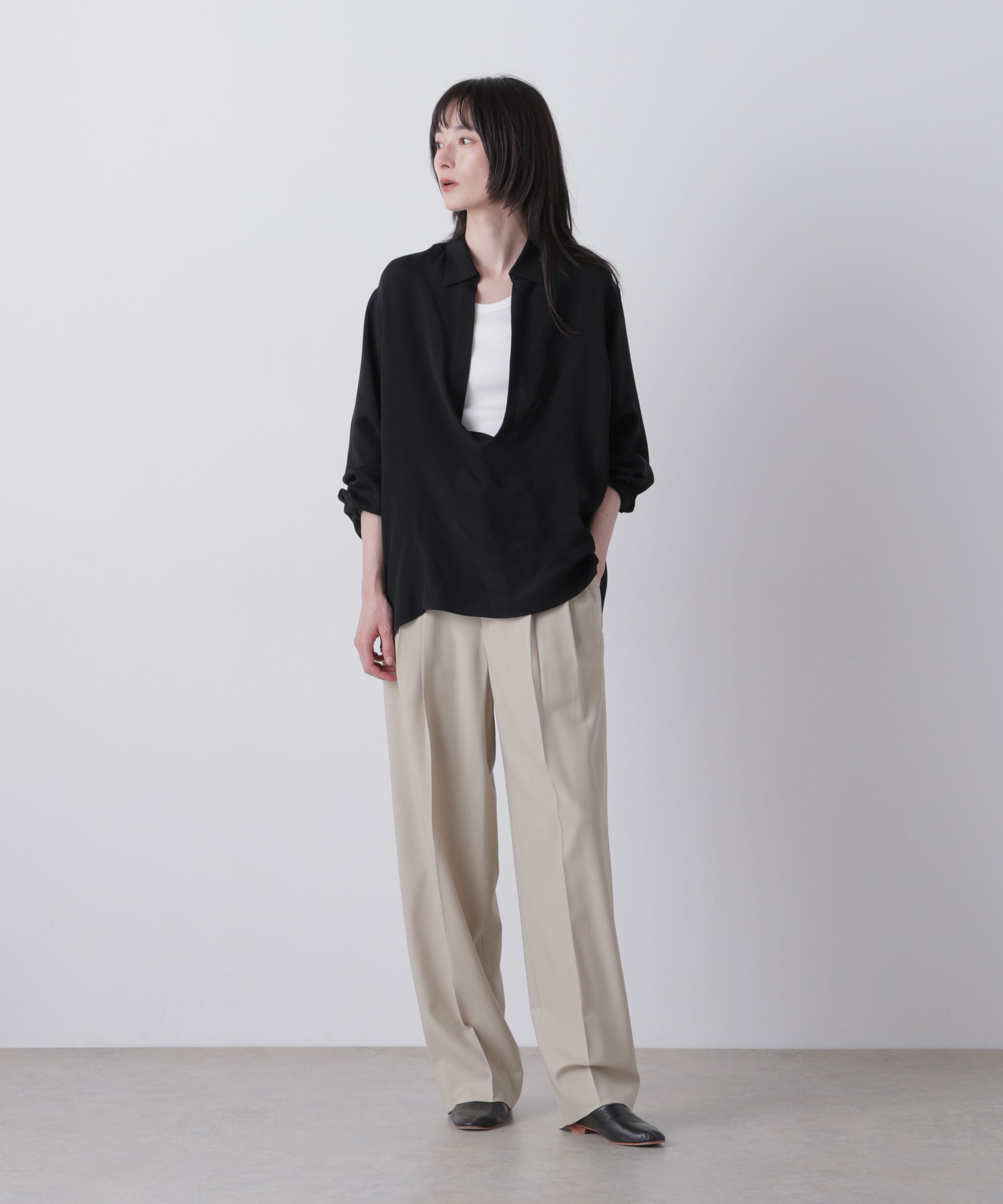 YLEVE 「YLEVE / SILK DE CHINE SKIPPER SHIRT」|シャツ・ブラウス|
