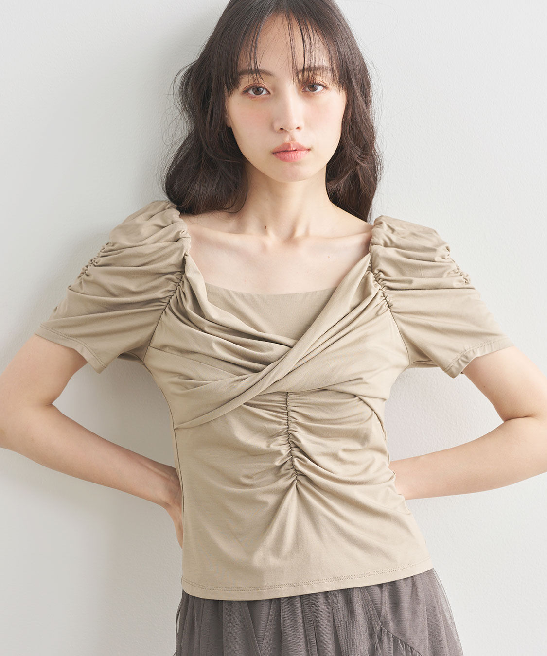 COCO DEAL「ツイストギャザーカットソー」|Tシャツ・カットソー|