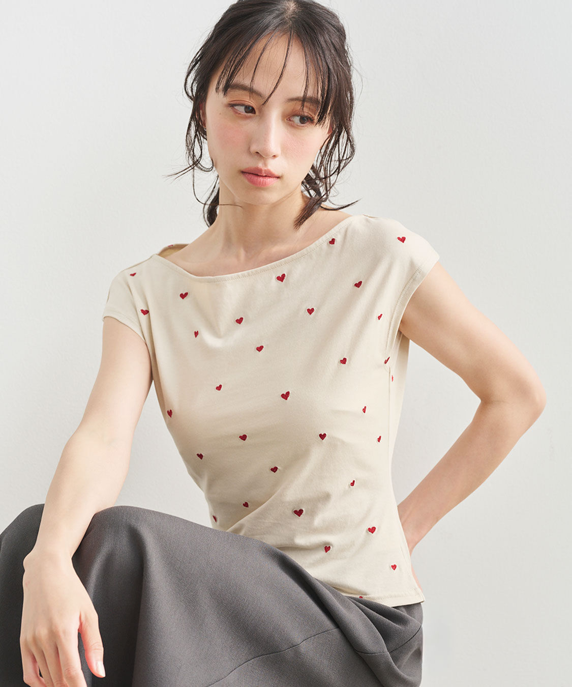 COCO DEAL「エンブロイダリーフレンチスリーブT」|Tシャツ・カットソー|