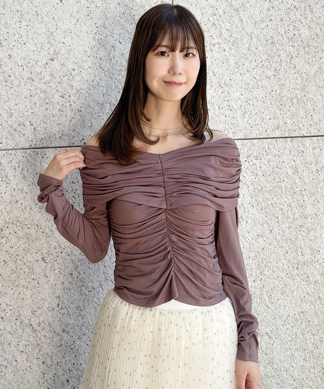 COCO DEAL「ボートネックギャザートップス」|Tシャツ・カットソー|