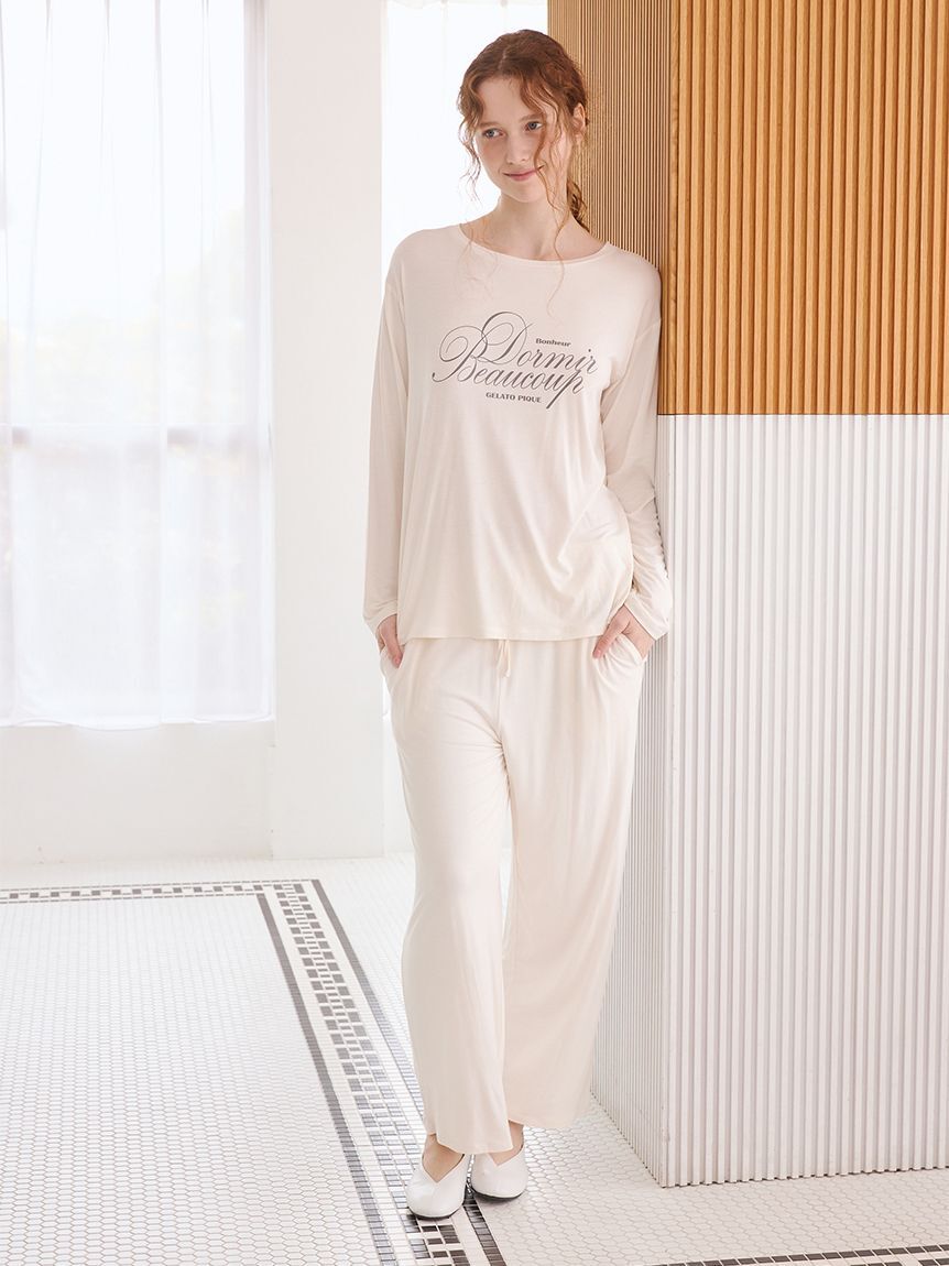 gelato pique「【UVカット】フレンチレーヨンロゴロングパンツ」|ルームウェア|
