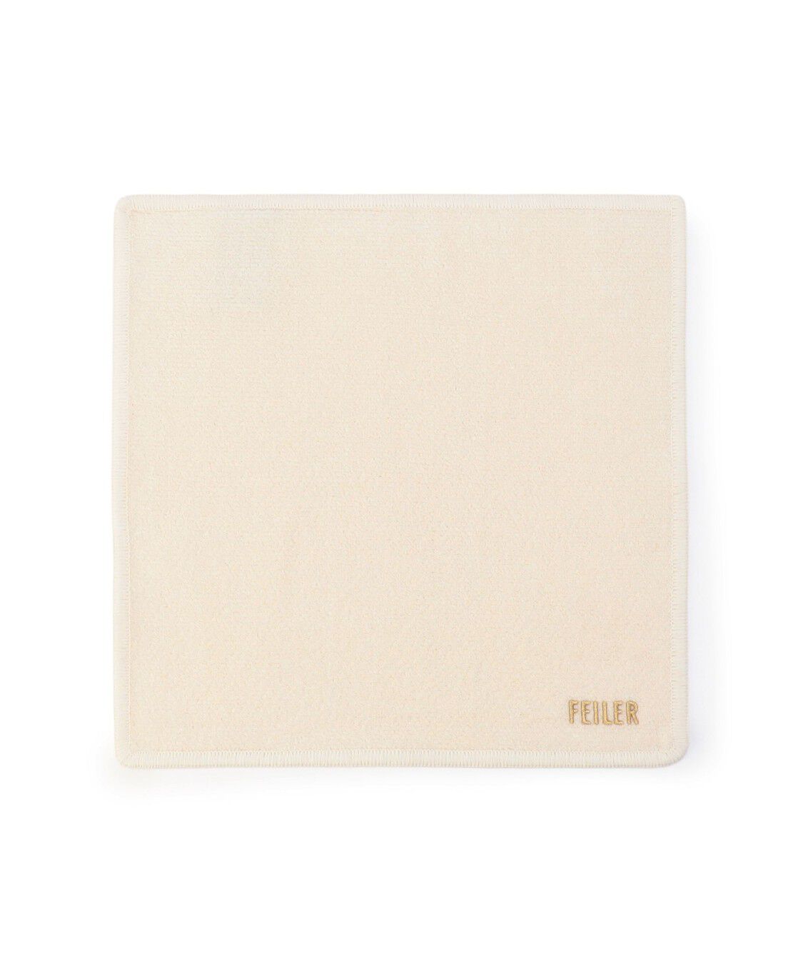 FEILER「ユニ　FEILERロゴ刺繍ハンカチ　UNI-260733」|ハンカチ|アイボリー