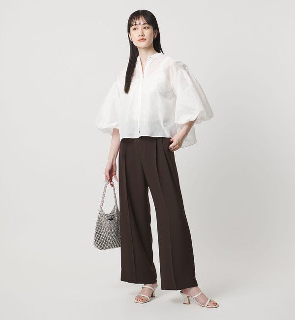 UNITED ARROWS「P 2タック ワイドパンツ ‐吸水速乾 帯電防止 接触冷感 ウォッシャブル‐」|スラックス|