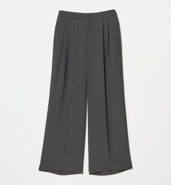 UNITED ARROWS「ポリエステル 2タック ワイドパンツ ‐吸水速乾 帯電防止 接触冷感‐」|スラックス|DK.GRAY