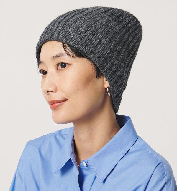 UNITED ARROWS「ウール/カシミヤ アゼ ニットキャップ」|ニット帽|DK.GRAY
