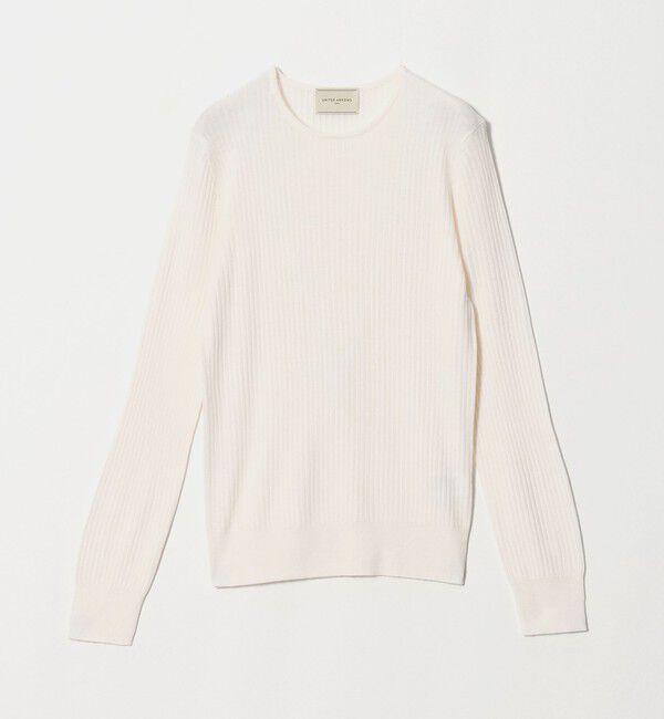 UNITED ARROWS「リブ クルーネック ニット」|ニット・セーター|WHITE