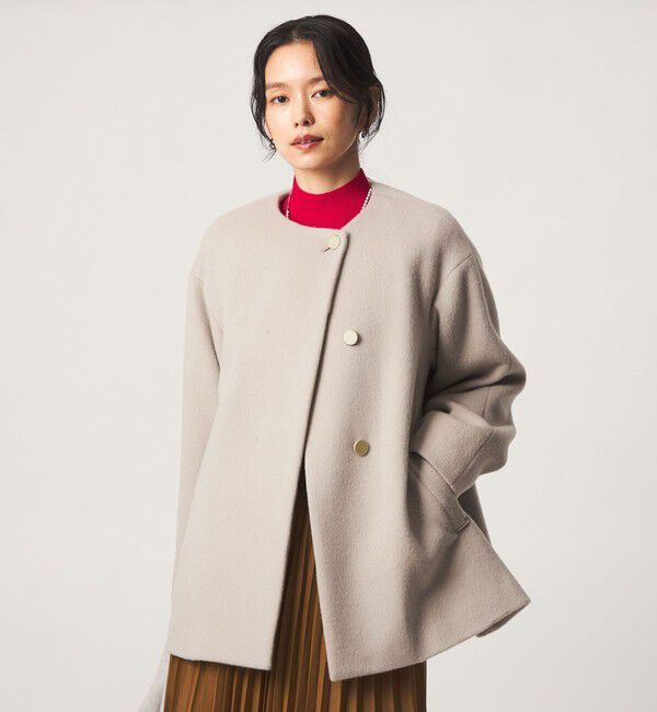 UNITED ARROWS green label relaxing「［size SHORTあり］アンゴラビーバー ミドルコート」|ノーカラーコート|