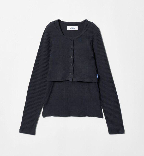 NICE WEATHER「＜NICE WEATHER＞レイヤード リブニット カーディガン」|ニット・セーター|NAVY