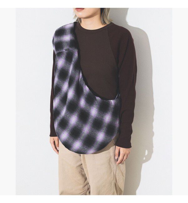 bPr BEAMS「オンブレチェック ラウンドショルダーバッグ」|ポーチ|PURPLE